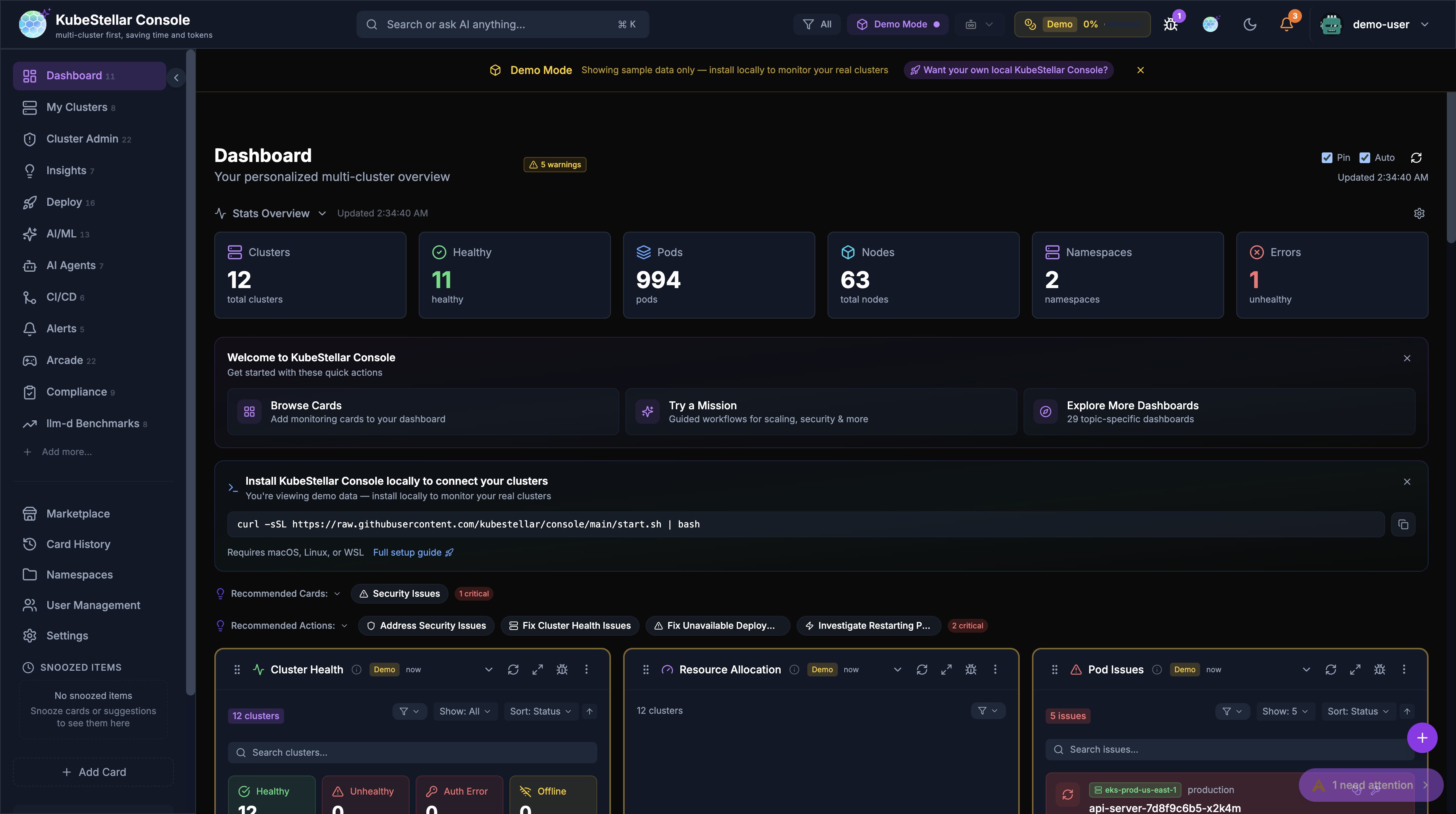 Sidebar with Card Counts