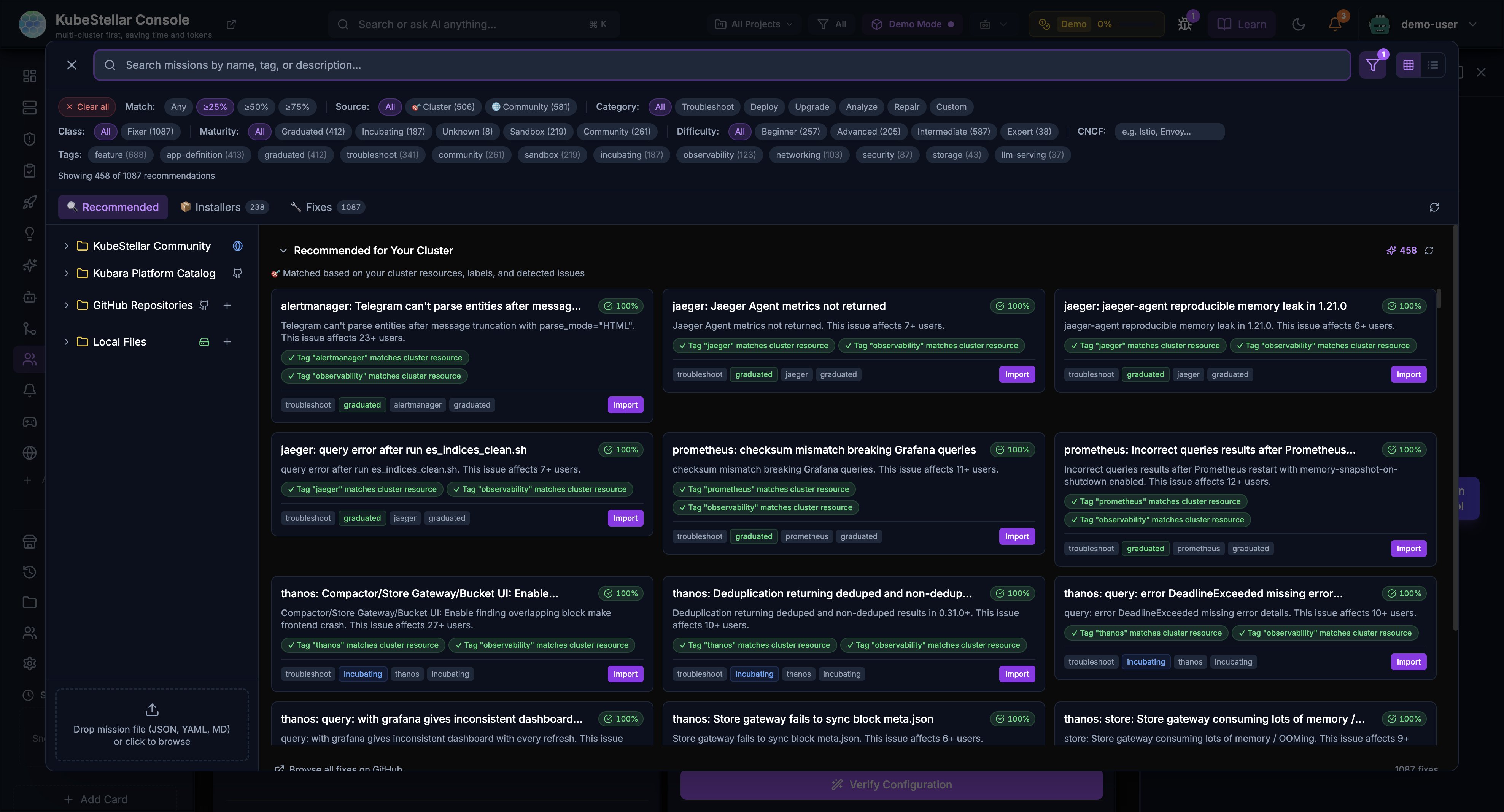 Mission Browser with Kubara