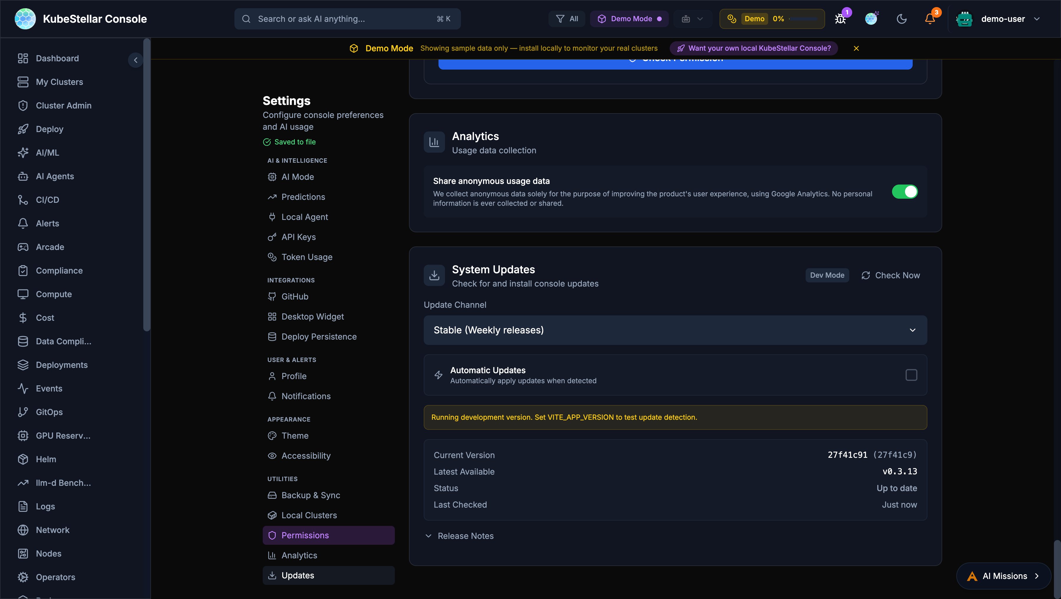 Settings - Analytics